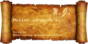 Melles Jeremiás névjegykártya